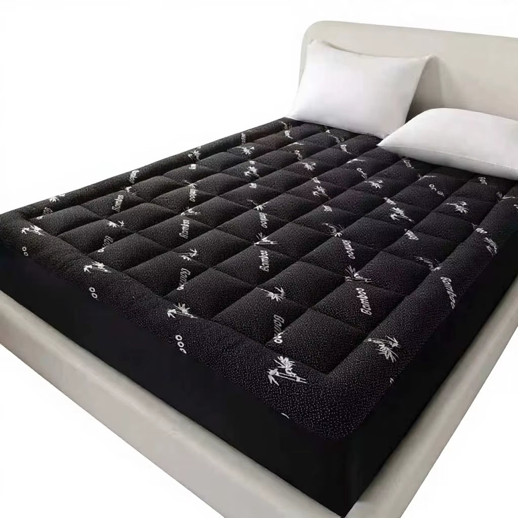 Extra Thick Bamboo Fiber Mattress Topper Cooling Breathable Quilted Mattress Pad with Deep Pocket Fitted Mattress Protector